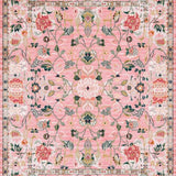 Ultra Soft Area Rug, Non Slip, Stain Resistant, Washable Area Rugs for Living Room, Bedroom, Elegant Medallion Watercolor Design(Pink)