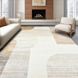 Artistic Abstract Area Beige Cream Easy Cleaning Non Shedding Pet(Beige)