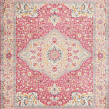 Ultra Soft Area Rug, Non Slip, Stain Resistant, Washable Area Rugs for Living Room, Bedroom, Chic Minimalist Floral Fusion(Pink)