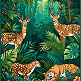 Ultra Soft Area Rug, Non Slip, Stain Resistant, Washable Area Rugs for Living Room, Bedroom, Tropical Animal Motif Delight(Green)