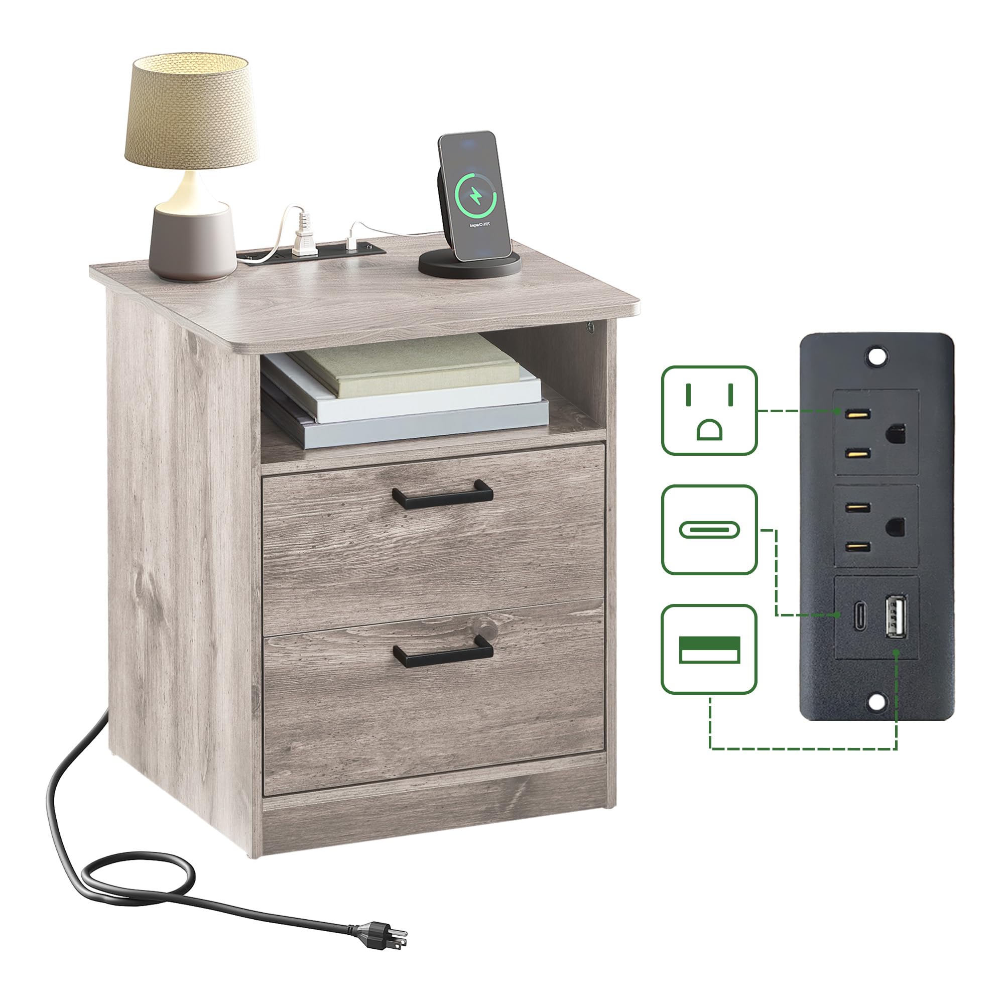 ODIKA Everyday Side Table with Fast Charging Station