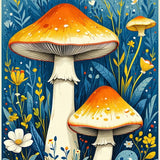 Lively Earth Tone Mushroom Print(Blue)