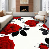 Ultra Soft Area Rug, Non Slip, Stain Resistant, Washable Area Rugs for Living Room, Bedroom, Chic Contemporary Floral Design(Red)