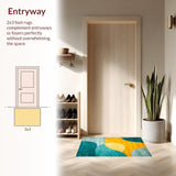 Ultra Soft Area Rug, Non Slip, Stain Resistant, Washable Area Rugs for Living Room, Bedroom, Eclectic Abstract Decorative Piece(Yellow)