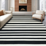 Ultra Soft Area Rug, Non Slip, Stain Resistant, Washable Area Rugs for Living Room, Bedroom, Modern Entry Carpet Bold Striped Design Indoor Outdoor Rug(Black)