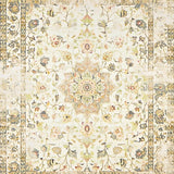 Ultra Soft Area Rug, Non Slip, Stain Resistant, Washable Area Rugs for Living Room, Bedroom, Vintage Inspired Area with Delicate Floral Medallion(Beige)