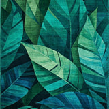 Tropical Leaf Motif with Textures(Blue)