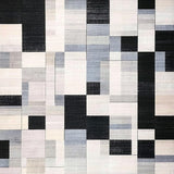 Ultra Soft Area Rug, Non Slip, Stain Resistant, Washable Area Rugs for Living Room, Bedroom, Bold Black & White Blocks Rug Contemporary Patterned Floor Mat(Gray)