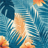 Tropical Botanical Leaf Print(Blue)
