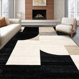 Ultra Soft Area Rug, Non Slip, Stain Resistant, Washable Area Rugs for Living Room, Bedroom, Barista Collection Modern Abstract Geometric Circles Area Rug Beige Black(Black)