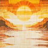 Ultra Soft Area Rug, Non Slip, Stain Resistant, Washable Area Rugs for Living Room, Bedroom, Charming Vintage Sun Print(Orange)