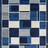 Ultra Soft Area Rug, Non Slip, Stain Resistant, Washable Area Rugs for Living Room, Bedroom, Chic Blue Geometric Design(Blue)