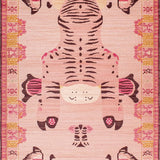 Ultra Soft Area Rug, Non Slip, Stain Resistant, Washable Area Rugs for Living Room, Bedroom, Lively Striped Tiger Illustration(Pink)