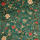 Ultra Soft Area Rug, Non Slip, Stain Resistant, Washable Area Rugs for Living Room, Bedroom, Stylish Bright Flora Composition(Green)