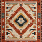 Ultra Soft Area Rug, Non Slip, Stain Resistant, Washable Area Rugs for Living Room, Bedroom, Cultural Heritage Abstract Patterns(Red)