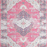 Ultra Soft Area Rug, Non Slip, Stain Resistant, Washable Area Rugs for Living Room, Bedroom, Sophisticated Tiled Medallion Style(Pink)