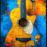 Chic Abstract Guitar Silhouette(Blue)