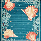 Ultra Soft Area Rug, Non Slip, Stain Resistant, Washable Area Rugs for Living Room, Bedroom, Charming Nautical Coral Aesthetic(Blue)