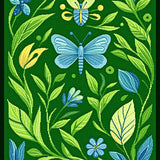 Ultra Soft Area Rug, Non Slip, Stain Resistant, Washable Area Rugs for Living Room, Bedroom, Vibrant Nature-Inspired Bug Motif(Green)