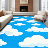 Ultra Soft Area Rug, Non Slip, Stain Resistant, Washable Area Rugs for Living Room, Bedroom, Playful Fluffy Cloud Motif(Blue)