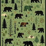 Ultra Soft Area Rug, Non Slip, Stain Resistant, Washable Area Rugs for Living Room, Bedroom, Charming Bear and Moose Designs(Green)