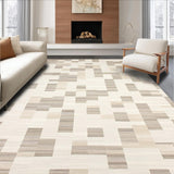 Ultra Soft Area Rug, Non Slip, Stain Resistant, Washable Area Rugs for Living Room, Bedroom, Asymmetrical Geometric Area Chic Modern Design in Neutral Shades(Beige)