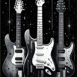Ultra Soft Area Rug, Non Slip, Stain Resistant, Washable Area Rugs for Living Room, Bedroom, Modern 3D Guitar Artistry(Gray)