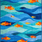 Ultra Soft Area Rug, Non Slip, Stain Resistant, Washable Area Rugs for Living Room, Bedroom, Colorful Marine Life Pattern(Orange)