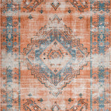 Ultra Soft Area Rug, Non Slip, Stain Resistant, Washable Area Rugs for Living Room, Bedroom, Warm Cozy Distressed Medallion Style(Orange)
