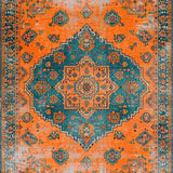 Ultra Soft Area Rug, Non Slip, Stain Resistant, Washable Area Rugs for Living Room, Bedroom, Minimalist Medallion Tiled Aesthetics(Orange)