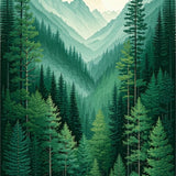 Vibrant Woodland Scene Runner(Green)