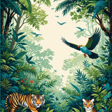 Ultra Soft Area Rug, Non Slip, Stain Resistant, Washable Area Rugs for Living Room, Bedroom, Charming Animal Print Wonderland(Green)