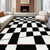 Ultra Soft Area Rug, Non Slip, Stain Resistant, Washable Area Rugs for Living Room, Bedroom, Elegant Modern Grid Aesthetic(Black)