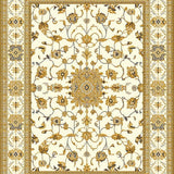 Elegant Floral Area Featuring Gold and Ivory Beige Accents(Beige)