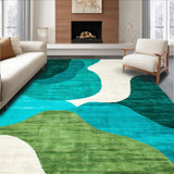 Ultra Soft Area Rug, Non Slip, Stain Resistant, Washable Area Rugs for Living Room, Bedroom, Vibrant Abstract Organic Shapes(Blue)