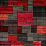 Ultra Soft Area Rug, Non Slip, Stain Resistant, Washable Area Rugs for Living Room, Bedroom, Vibrant Rustic Patchwork Aesthetic(Red)
