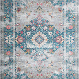 Ultra Soft Area Rug, Non Slip, Stain Resistant, Washable Area Rugs for Living Room, Bedroom, Whimsical Boho Floral Charm(Gray)
