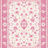 Ultra Soft Area Rug, Non Slip, Stain Resistant, Washable Area Rugs for Living Room, Bedroom, Delicate Pink Nature Inspired Design(White)