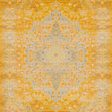 Ultra Soft Area Rug, Non Slip, Stain Resistant, Washable Area Rugs for Living Room, Bedroom, Luxurious Vintage Curvilinear Forms(Yellow)