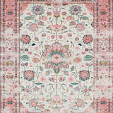 Ultra Soft Area Rug, Non Slip, Stain Resistant, Washable Area Rugs for Living Room, Bedroom, Soft Earthy Tones with Flourish(Pink)