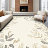 Ultra Soft Area Rug, Non Slip, Stain Resistant, Washable Area Rugs for Living Room, Bedroom, Urban Canopy Area with Stylized Botanical and Gentle Animal Shapes(Beige)