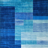 Ultra Soft Area Rug, Non Slip, Stain Resistant, Washable Area Rugs for Living Room, Bedroom, Elegant Modern Linear Artistry(Blue)