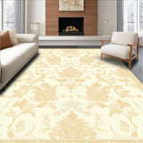 Beige Damask Inspired Area with Fluid Scroll and Hues(Beige)