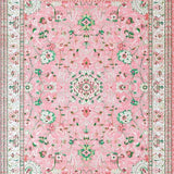 Ultra Soft Area Rug, Non Slip, Stain Resistant, Washable Area Rugs for Living Room, Bedroom, Sophisticated Green Floral Tones(Pink)