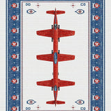 Ultra Soft Area Rug, Non Slip, Stain Resistant, Washable Area Rugs for Living Room, Bedroom, Nautical Blue Tone Design(Red)