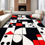 Ultra Soft Area Rug, Non Slip, Stain Resistant, Washable Area Rugs for Living Room, Bedroom, Quirky Colorful Geometric Layout(Red)