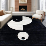 Ultra Soft Area Rug, Non Slip, Stain Resistant, Washable Area Rugs for Living Room, Bedroom, Elegant Black and White Symmetrical Art(Black)