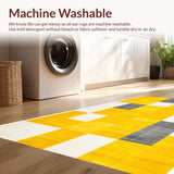 Ultra Soft Area Rug, Non Slip, Stain Resistant, Washable Area Rugs for Living Room, Bedroom, Contemporary Yellow Diamond Design(Yellow)
