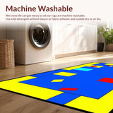 Ultra Soft Area Rug, Non Slip, Stain Resistant, Washable Area Rugs for Living Room, Bedroom, Colorful Whimsical Geometric Motif(Yellow)