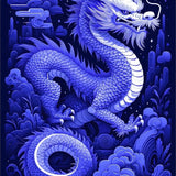 Ultra Soft Area Rug, Non Slip, Stain Resistant, Washable Area Rugs for Living Room, Bedroom, Playful Dragon Fantasy Expression(Blue)